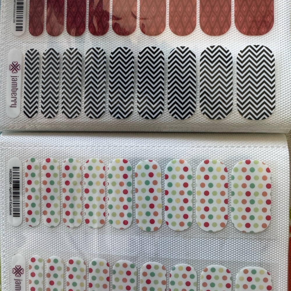Jamberry Red and Black Chevron Nail Wraps with Polka Dots